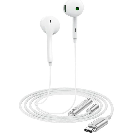 Acefast Hands Free Earphones Stereo USB-C �� ��������� ��� ������� ����������� Braided ����� 1.2m. ������� �� ���� ��� �������� USB-C. - (L7)