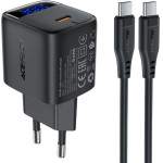 Acefast ��������� �������� Fast Charging USB-C PD30W 3.0A Gan �� Led ������� �������� + ������� USB-C �� USB-C ������ - (A115)