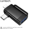 Lamtech 2-IN-1 Portable Adapter IP/USB-C Male To USB2.0 Female Black - (LAM980534)
