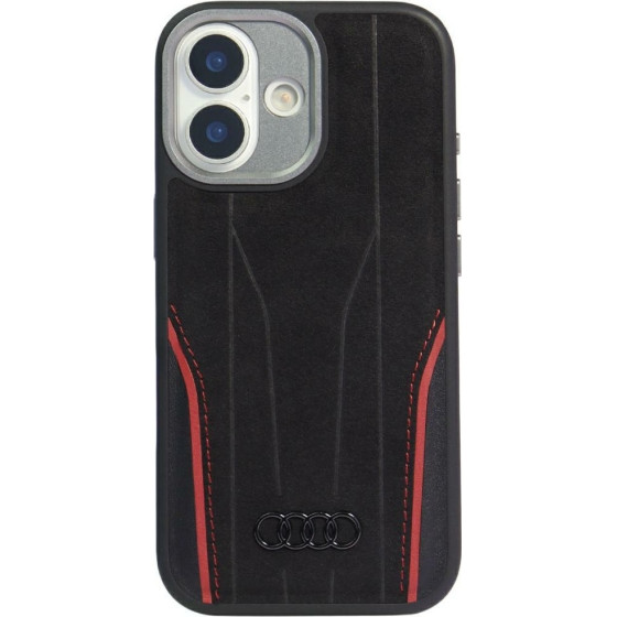 Audi Case R8 Genuine Leather Magsafe For Iphone 17 black-Red - (AU-TPUPCMIP17-R8/D3-RD)