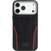 Audi Case R8 Genuine Leather Magsafe For Iphone 17 Pro black-Red - (AU-TPUPCMIP17P-R8/D3-RD)