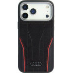 Audi Case R8 Genuine Leather Magsafe For Iphone 17 Pro black-Red - (AU-TPUPCMIP17P-R8/D3-RD)