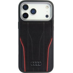 Audi Case R8 Genuine Leather Magsafe For Iphone 17 Pro Max black-Red - (AU-TPUPCMIP17PM-R8/D3-RD)
