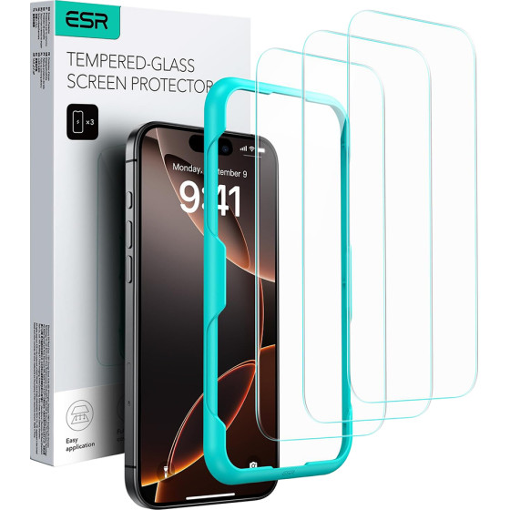 ESR - Tempered Glass (3 pack) - Iphone 17 / Iphone 16 Pro - Clear