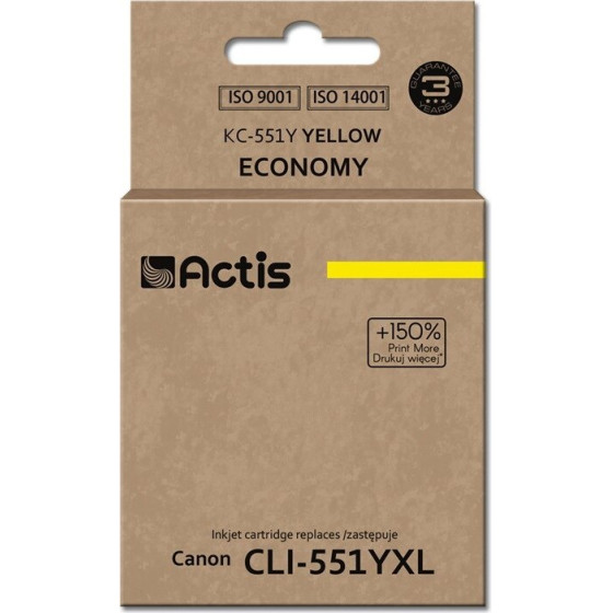 ACTIS Ink (replacement for Canon CLI-551Y; Standard; 12 ml; yellow) - (KC-551Y)