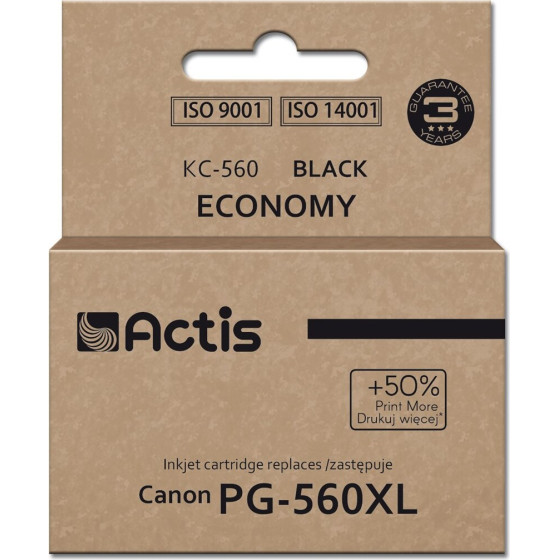 ACTIS Ink (replacement for Canon PG-560XL; Supreme; 22 ml; black). Prints 50% more than OEM. - (KC-560)