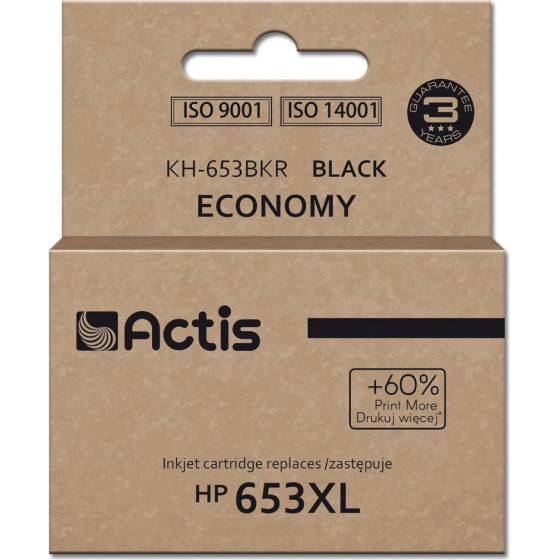 ACTIS Ink Cartridge (replacement for HP 653XL 3YM75AE; Premium; 20ml; 575 pages; black) - (KH-653BKR)