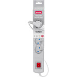 Activejet grey power strip with cord ACJ COMBO 5G/3M/BEZP. AUT/S - (ACP-5GN 3M SZ)