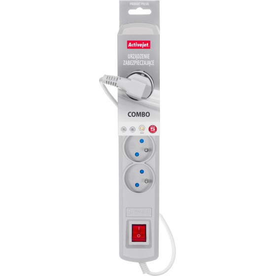 Activejet grey power strip with cord ACJ COMBO 5G/3M/BEZP. AUT/S - (ACP-5GN 3M SZ)