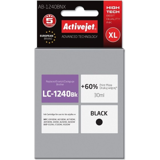 Activejet Ink (replacement for Brother LC1240BK/1220BK; Supreme; 30 ml; black) - (AB-1240BNX)
