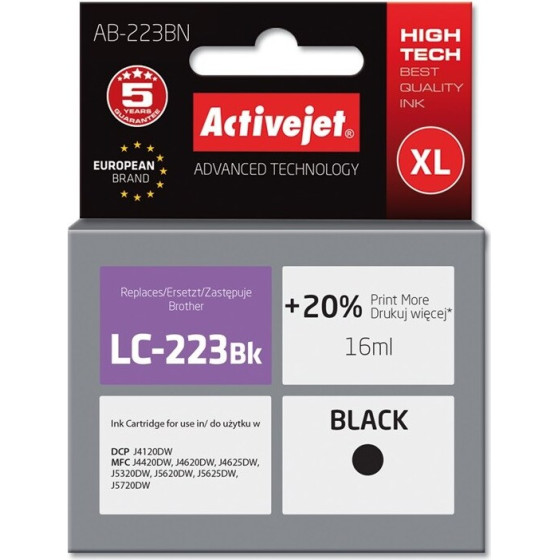 Activejet Ink (replacement for Brother LC223BK; Supreme; 16 ml; black) - (AB-223BN)