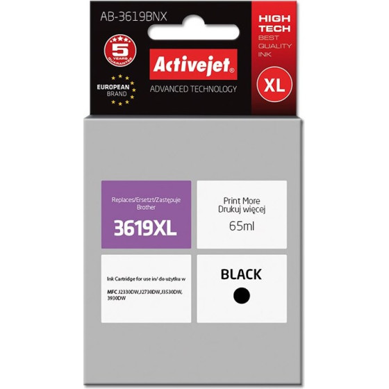 Activejet ink (replacement for Brother LC3619Bk XL; Supreme; 65 ml; black) - (AB-3619BNX)