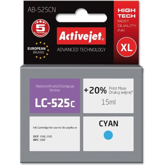 Activejet Ink (replacement for Brother LC525C; Supreme; 15 ml; cyan) - (AB-525CN)
