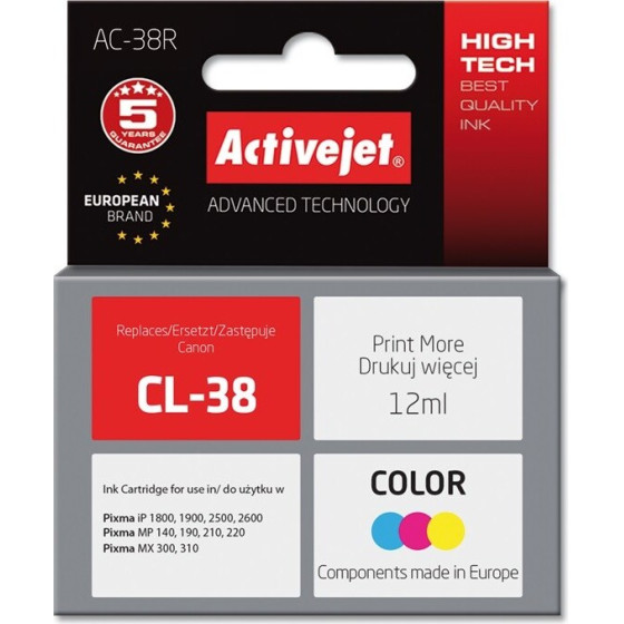 Activejet Ink (replacement for Canon CL-38; Premium; 12 ml; color) - (AC-38R)