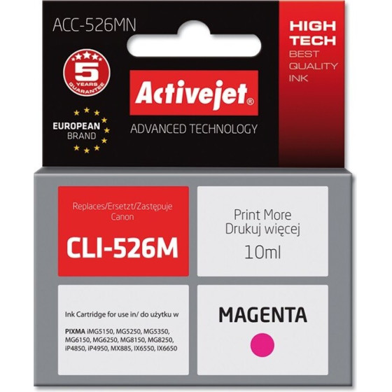 Activejet Ink (replacement for Canon CLI-526M; Supreme; 10 ml; magenta) - (ACC-526MN)