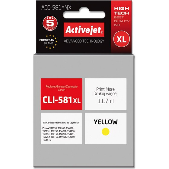 Activejet ink (replacement for Canon CLI-581XLY; Supreme; 11,70 ml; yellow) - (ACC-581YNX)