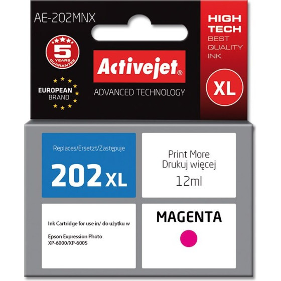 Activejet ink (replacement for Epson 202XL H34010; Supreme; 12 ml; magenta) - (AE-202MNX)