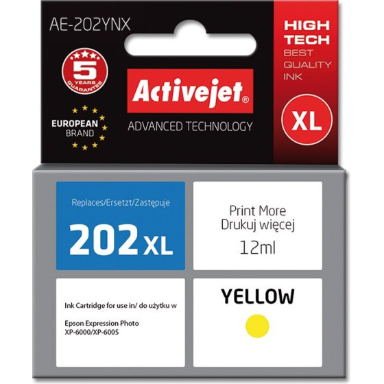 Activejet ink (replacement for Epson 202XL H44010; Supreme; 12 ml; yellow) - (AE-202YNX)