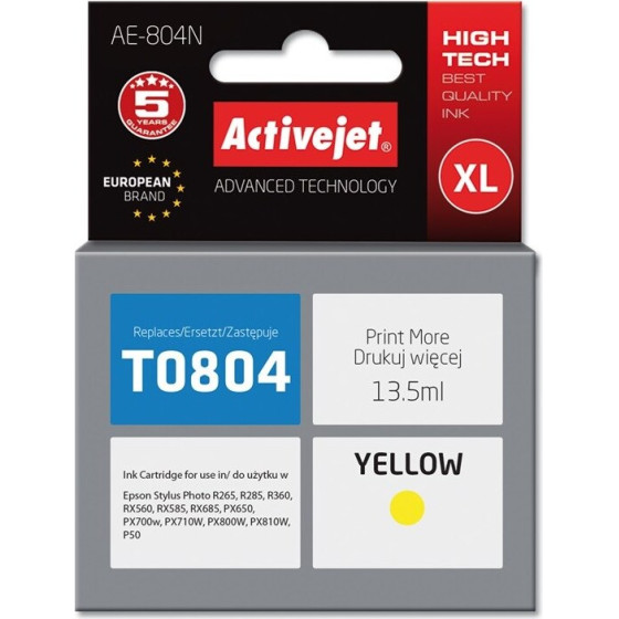 Activejet ink (replacement for Epson T0804; Supreme; 13,5 ml; yellow) - (AE-804N)