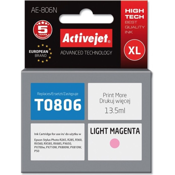 Activejet Ink (replacement for Epson T0806; Supreme; 13,5 ml; light magenta) - (AE-806N)