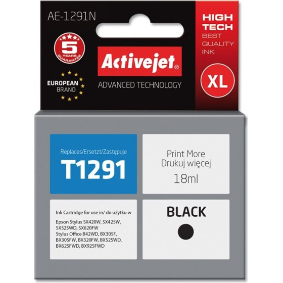 Activejet Ink (replacement for Epson T1291; Supreme; 18 ml; black) - (AE-1291N)