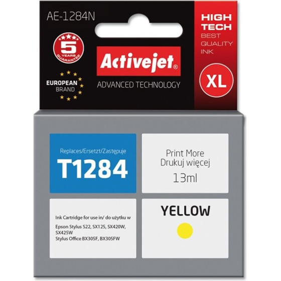 Activejet Ink (replacement for Epson T1284; Supreme; 13 ml; yellow) - (AE-1284N)