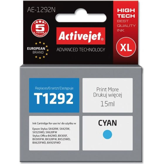 Activejet Ink (replacement for Epson T1292; Supreme; 15 ml; cyan) - (AE-1292N)