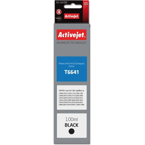 Activejet Ink (replacement for Epson T6641; Supreme; 100 ml; black) - (AE-664Bk)