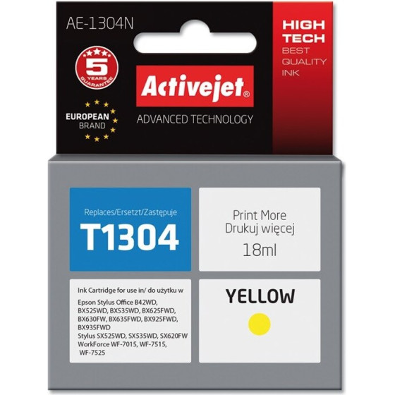 Activejet Ink (replacement for Epson T1304; Supreme; 18 ml; yellow) - (AE-1304N)