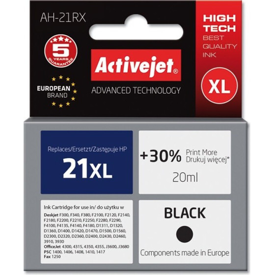 Activejet Ink (replacement for HP 21XL C9351A; Premium; 20 ml; black) - (AH-21RX)