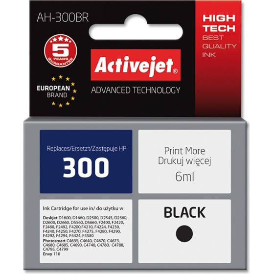 Activejet ink (replacement for HP 300 CC640EE; Premium; 6 ml; black) - (AH-300BR)