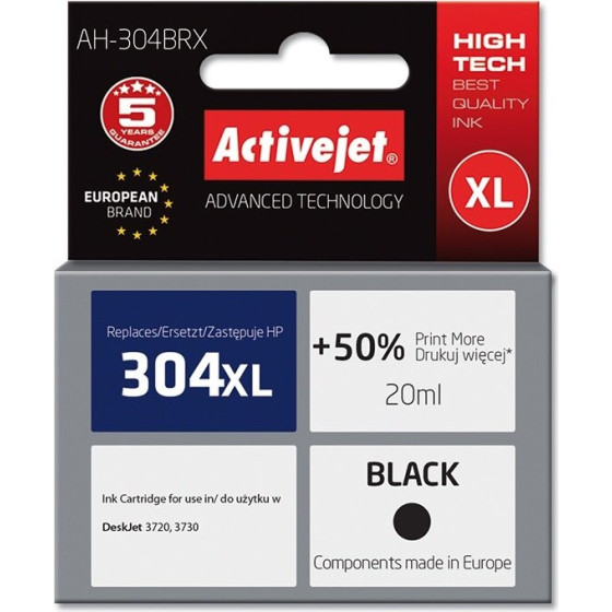 Activejet Ink (replacement for HP 304XL N9K08AE; Premium; 20 ml; black) - (AH-304BRX)