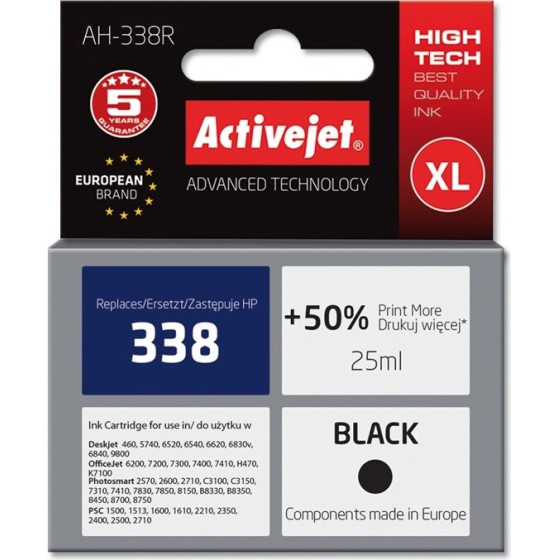 Activejet Ink (replacement for HP 338 C8765EE; Premium; 25 ml; black) - (AH-338R)