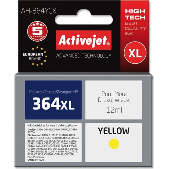 Activejet Ink (replacement for HP 364XL CB325EE; Premium; 12 ml; yellow) - (AH-364YCX)