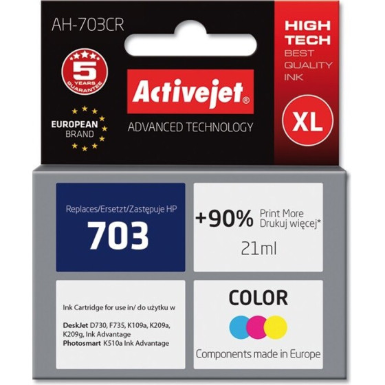 Activejet Ink (replacement for HP 703 CD888AE; Premium; 21 ml; colour) - (AH-703CR)