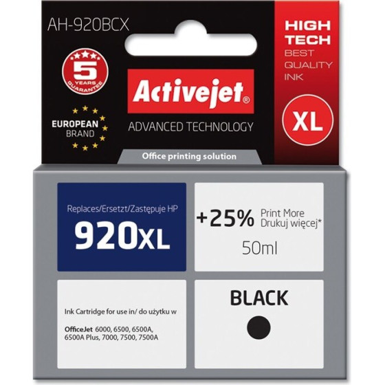 Activejet Ink (replacement for HP 920XL CD975AE; Premium; 50 ml; black) - (AH-920BCX)