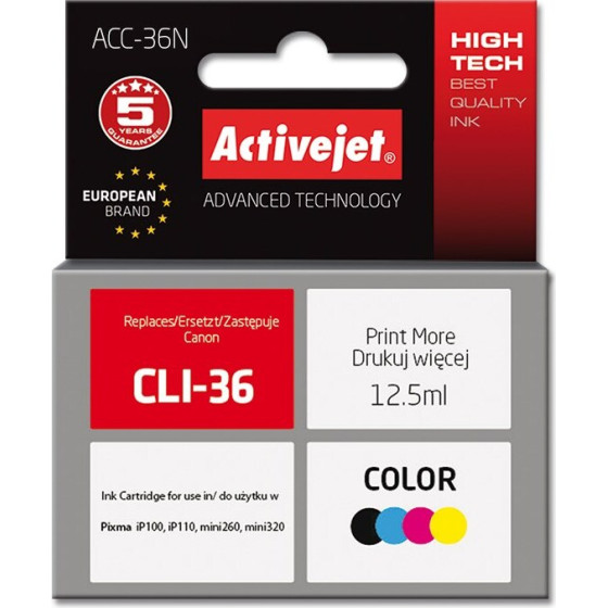 Activejet Ink cartridge (replacement for Canon CLI-36; Supreme; 12.5 ml; colour) - (ACC-36N)