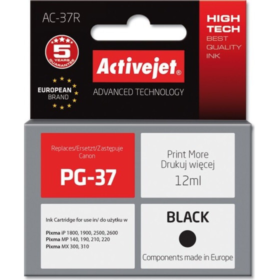Activejet Ink cartridge (replacement for Canon PG-37; Premium; 12 ml; black) - (AC-37R)