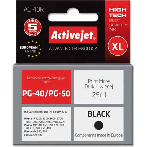 Activejet Ink cartridge (replacement for Canon PG-40; Premium; 25 ml; black) - (AC-40R)