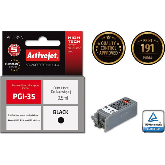 Activejet Ink cartridge (replacement for Canon PGI-35; Supreme; 9.5 ml; black) - (ACC-35N)