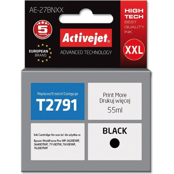 Activejet Ink cartridge (replacement for Epson 27XXL T2791; Supreme; 55 ml; black) - (AE-27BNXX)