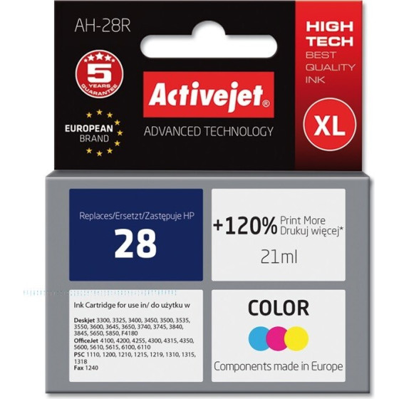 Activejet Ink cartridge (replacement for HP 28 C8728A; Premium; 21 ml; color) - (AH-28R)