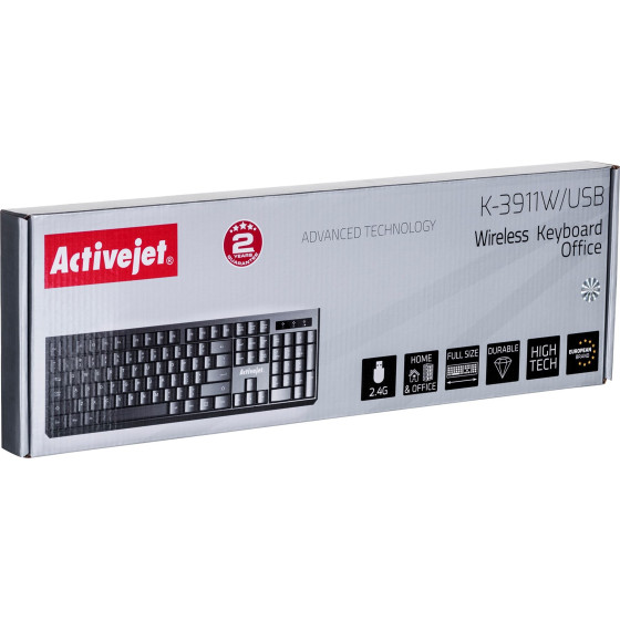 Activejet Keyboard wireless black with 1x 1.5V AAA battery - (K-3911W)