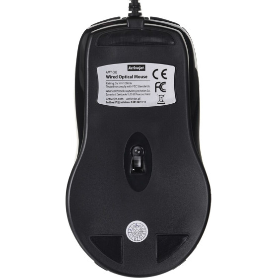 Activejet Mouse wired USB (optical; 1000 DPI; black) - (AMY-083)