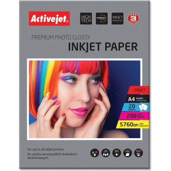 Activejet Paper photo glossy (A4; 20 pcs.) - (AP4-200G20)