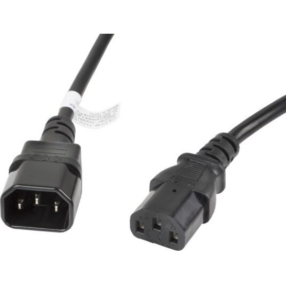 Lanberg power cable Black 3 m C13 coupler C14 coupler - (CA-C13E-11CC-0030-BK)