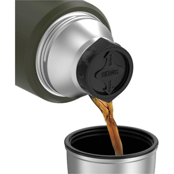 Thermos 470 ml flask with cup holder - army green - (170028)