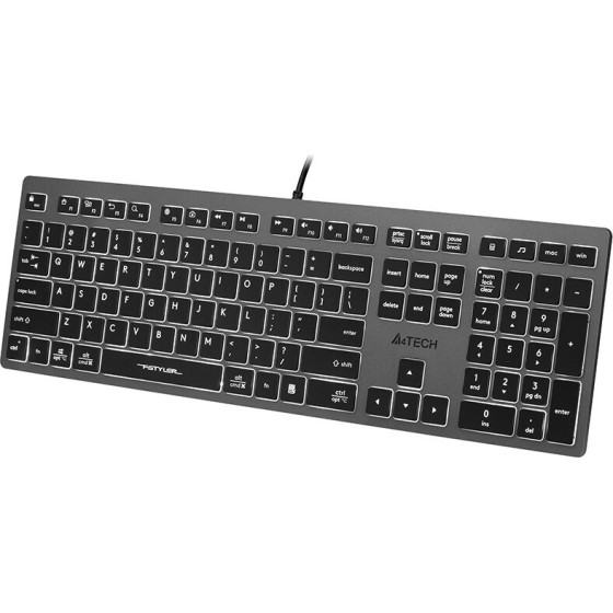 A4Tech FSTYLER FX60H (White Backlit) keyboard USB QWERTY Black, Grey - (A4TKLA47125)