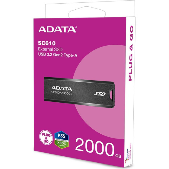 ADATA SC610 USB flash drive 2 TB USB Type-A 3.2 Gen 2 (3.1 Gen 2) Black - (SC610-2000G-CBK/RD)