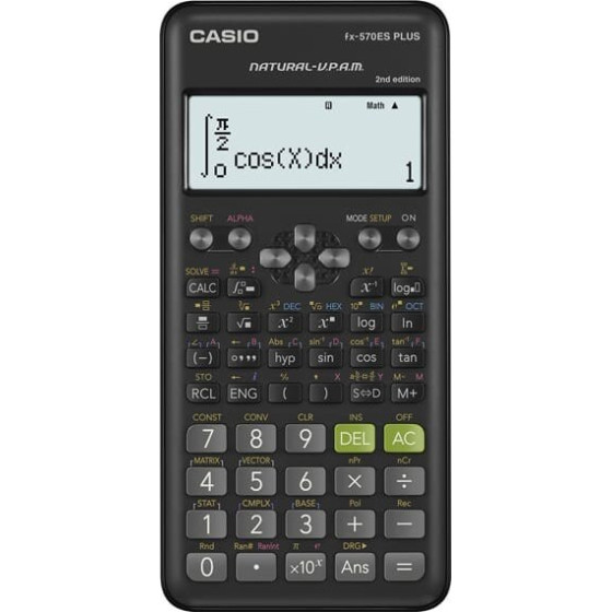 Casio CALCULATOR SCIENTIFIC FX-570ESPLUS-2-B, 417 FUNCTIONS, 77X162MM, BLACK - (FX-570ESPLUS-2 BOX)